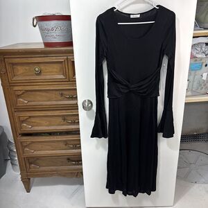 NWT PARKER Black Lane Dress Bell Sleeves Boho Goth Whimsgoth